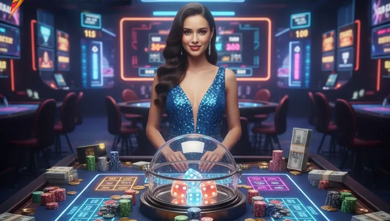 Close-up shot of a 22ph live baccarat table with cards being dealt by a stylish dealer. Focus on the sophisticated gameplay and elegant environment.